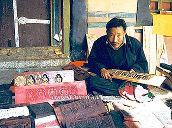 Sutra printing board in Drepung Monastery